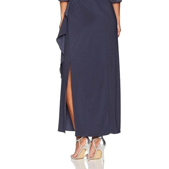 NWT Alex Evenings 225196 Polyester Mother of the Bride Dress Smoke Size 8P - Picture 6 of 8